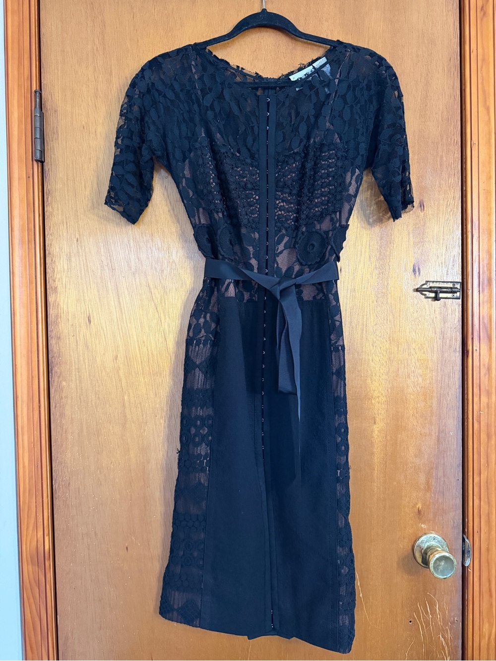 Beguile by Byron Lars Black Lace Midi Dress